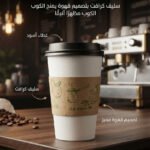 كوب ورقي للكابتشينو سعة 12 أونصة مع غطاء، 12 قطعة - أصفر